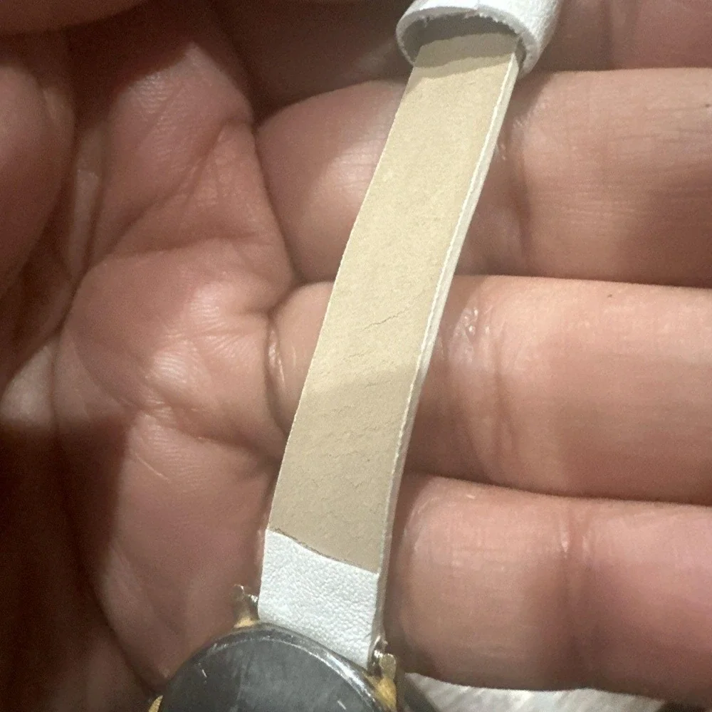 Working Exactly Swiss Made Dual Time‎ Shell 29mm Ladies Watch White Band Rare